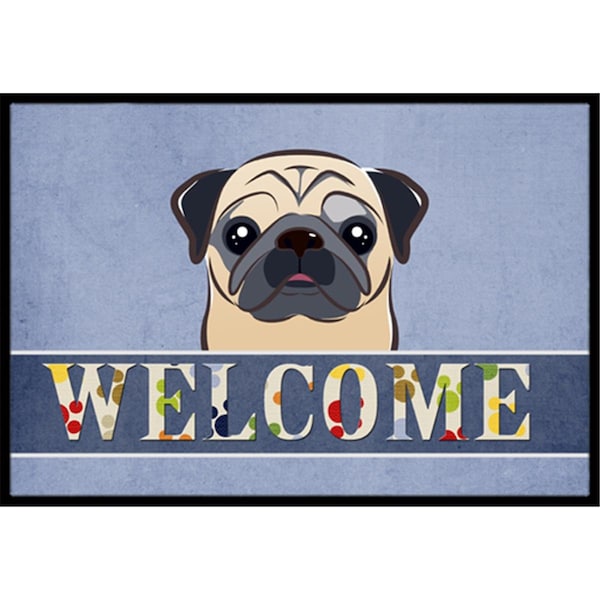 Carolines Treasures Fawn Pug Welcome Indoor & Outdoor Mat, 18 x 27 in. CA77387 - main